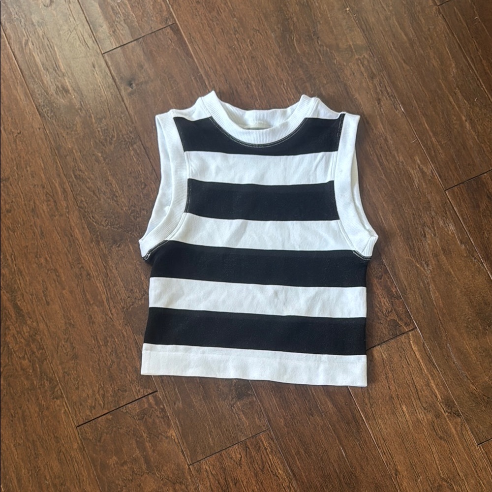 Eye Candy Black and White Striped Tank Top
